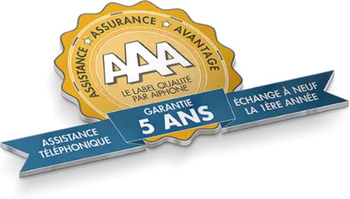 Badge-garantie-5-ans-sauralec-aiphone-Garantie-Legrand- partenaires d'équipement électrique-Sauralec