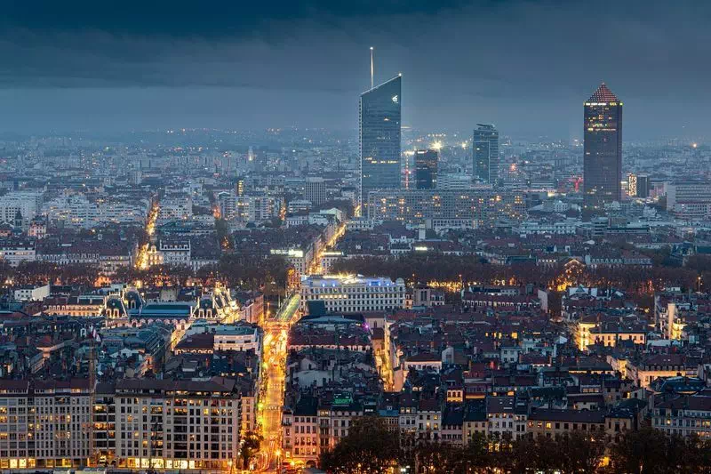 Vue de Lyon, de nuit - Dépannage électrique Lyon