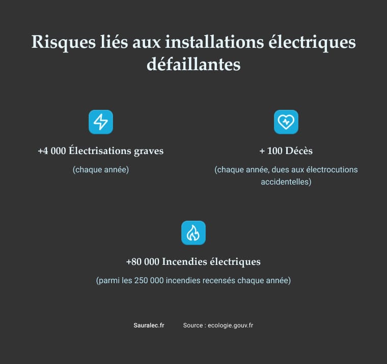 Chiffres sur les risques liés aux installations électriques défaillantes liés à une mauvaise mise aux normes des tableaux électrique.